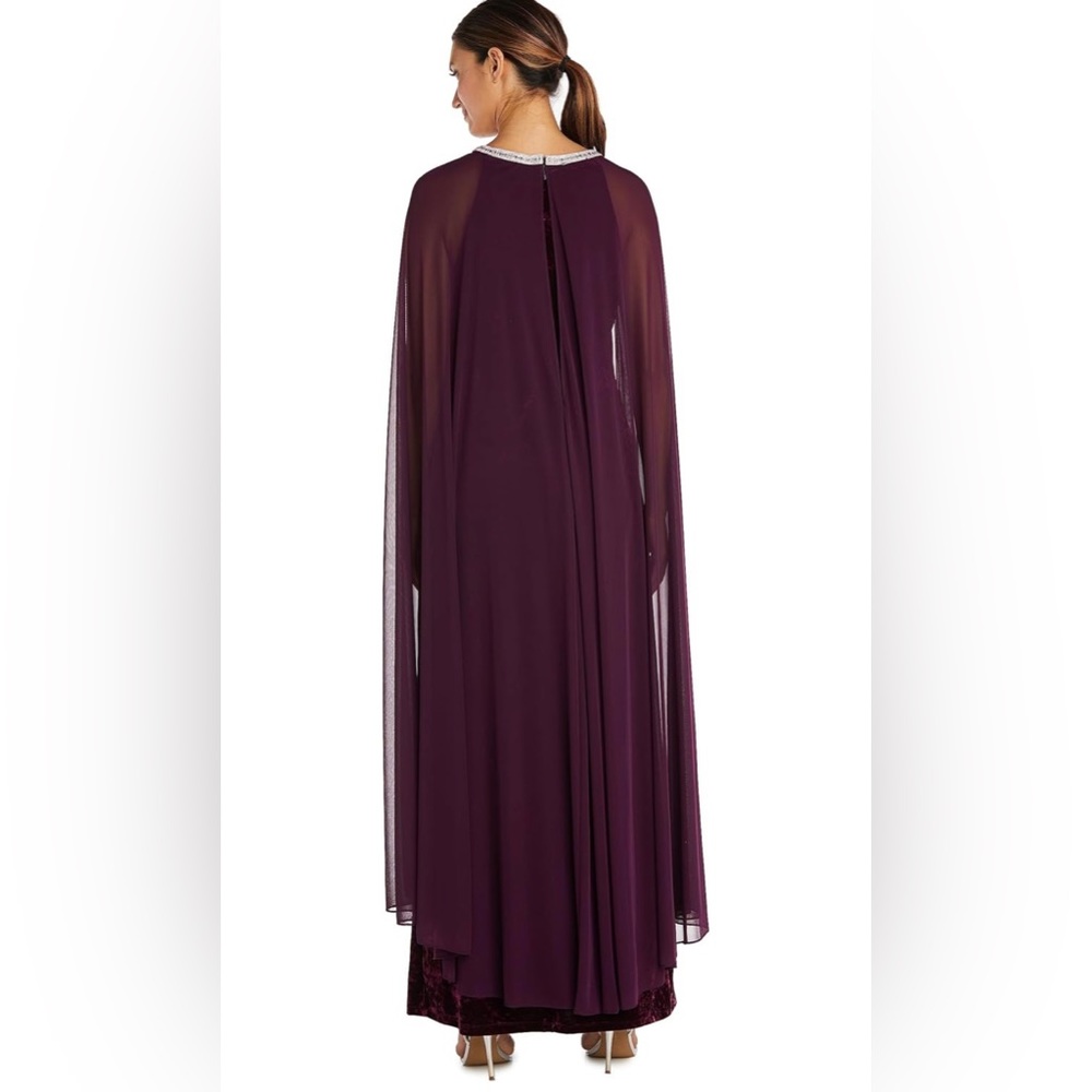 NWT R&M Richards Velvet Evening Capelet Gown Size 14 - Picture 2 of 6